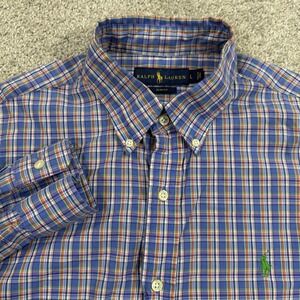 Ralph Lauren‎ Polo Button Down Shirt L Plaid Cotton Slim Fit Casual Logo Pony
